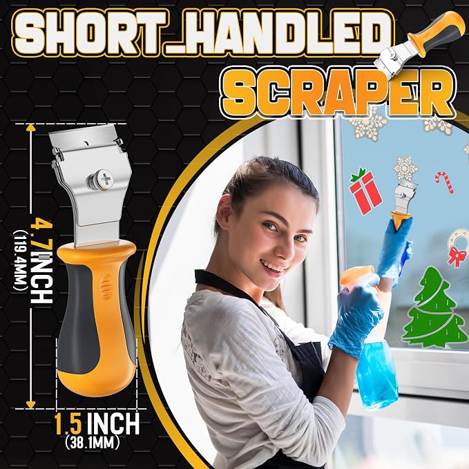 DIYSELF 12 Pack Razor Blade Scraper, Extendable Handle & 10 Extra Blades | Glass Scraper, Window Scraper & Oven Scraper for Cleaning Floors, Glass & Stove Tops, Blade Scraper and Protective Cover