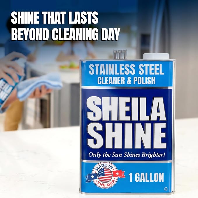 4 x 1 Gallon Stainless Steel Cleaner and Polish - Cleans, Polishes & Protects Kitchen Appliances, Refrigerators, Sinks, Ovens & Grills - Residue & Streak Free Shine - Stainless Appliance Cleaner
