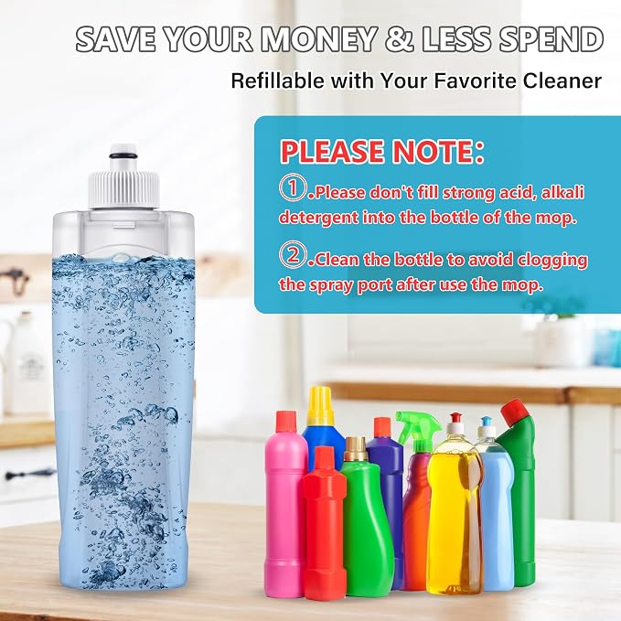 Spray Wet Mops for Hardwood Floor Cleaning: Floor Mop Refillable Dust Mop | 3 Washable Pads for Swiffer Powermop, 360° Rotating Head, Dry Mop Commercial Flat Mops for Wood Laminate Ceramic Tiles Vinyl