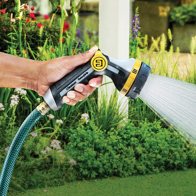Melnor 65130AMZ RelaxGrip Thumb Control 5 Pattern w/Adpt Nozzle Bundle, QuickConnect Product Adapter, Black, Yellow