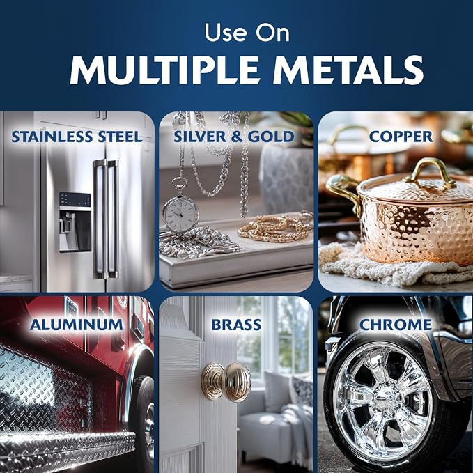 Eagle One Nevr Dull All Metal Wadding Polish, Chrome and Metal Cleaner for Cars, Kitchens, Bathrooms, Easy Tear Pads for Stainless Steel, Brass, Copper, Aluminum, 5 oz Tin