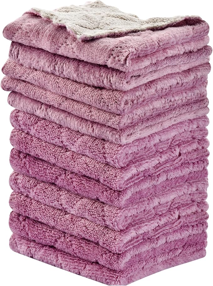OstWony 12PCS Kitchen Towels Dish Cloths, Reusable Cleaning Rags 10x6in | Kitchen Towels Dish Towels,Multipurpose Reusable Dish Cloths,Highly Absorbent,Double-Sided Microfiber Cleaning Rag