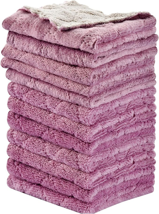 OstWony 12PCS Kitchen Towels Dish Cloths, Reusable Cleaning Rags 10x6in | Kitchen Towels Dish Towels,Multipurpose Reusable Dish Cloths,Highly Absorbent,Double-Sided Microfiber Cleaning Rag