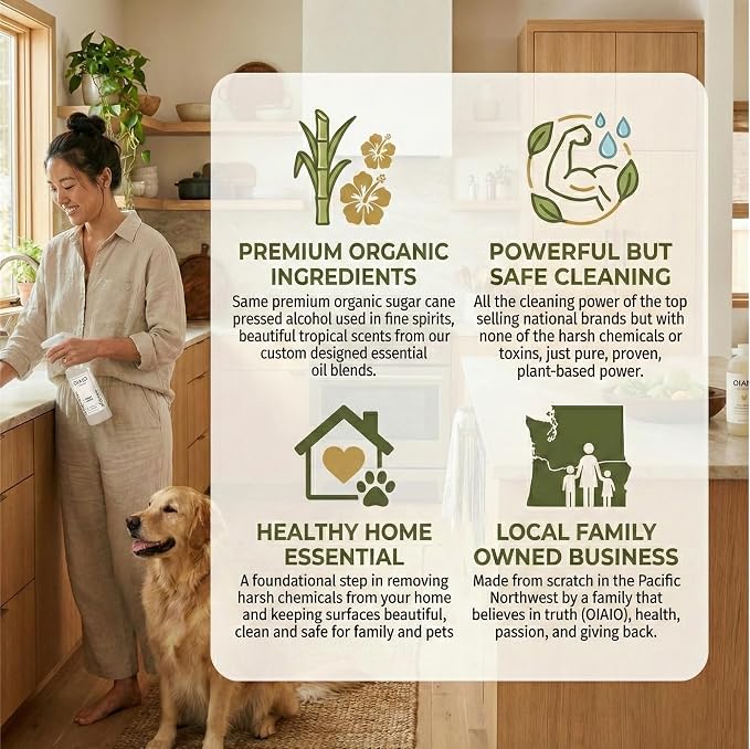 Non-Toxic Glass Cleaner – 2pk - Natural Organic Ingredients - Light Scent | Organic that Truly Performs, Light Coconut Scent, People & Pet Safe