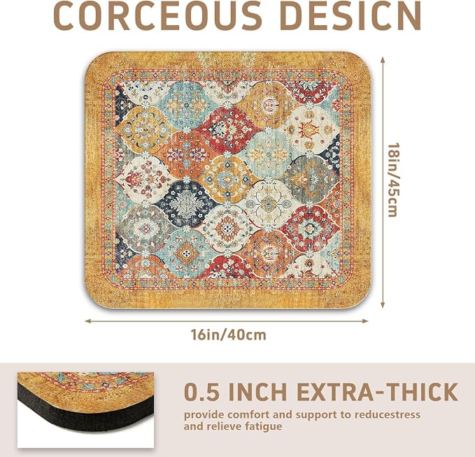 Dish Drying Mat, Vintage Rustic Boho Kitchen Dishes Absorbent Pad, 16x18in | Eco-friendly diatomite with non-slip rubber backing. Super absorbent mat for kitchen counters, coffee bars & sinks