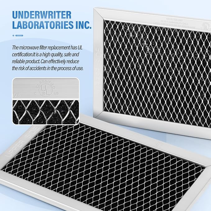 2Pcs Microwave Charcoal Filter Replacement for GE JX81C WB02X10776, Microwave Filter Replacement 7.68" x 4.85" Air Carbon Filter