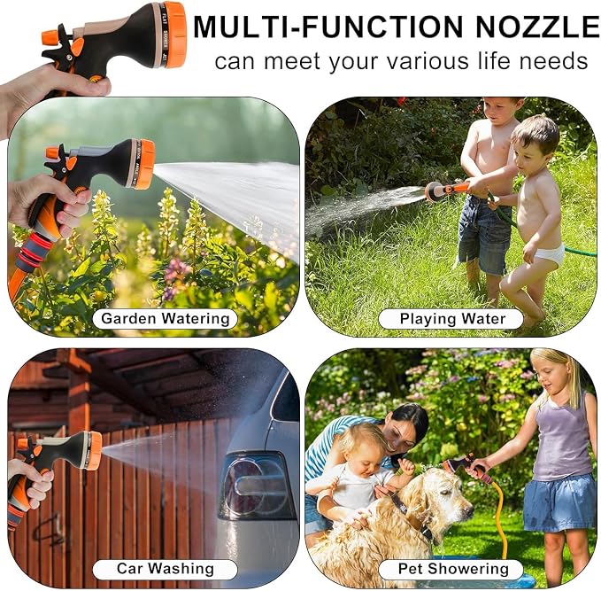 Garden Hose Nozzle High Pressure Leak Proof Spray Water Hose Nozzle Sprayer | Slip Resistant High Pressure Trigger Lockable Garden Hose Spray Nozzle for Plants & Lawns Watering,Car Washing Pet Showering