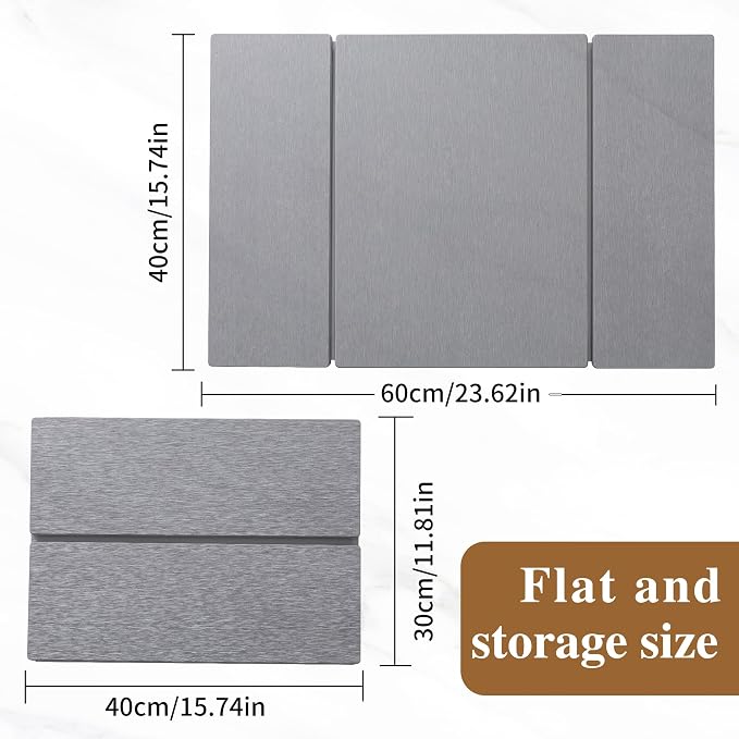 Foldable Stone Dish Drying Mat for Kitchen Counter, Diatomaceous Earth Drying Mat with Non-Slip Backing, Heat Resistant Multifunctional Mat for Kitchen & Bathroom, Instant water absorption-(24"×16")