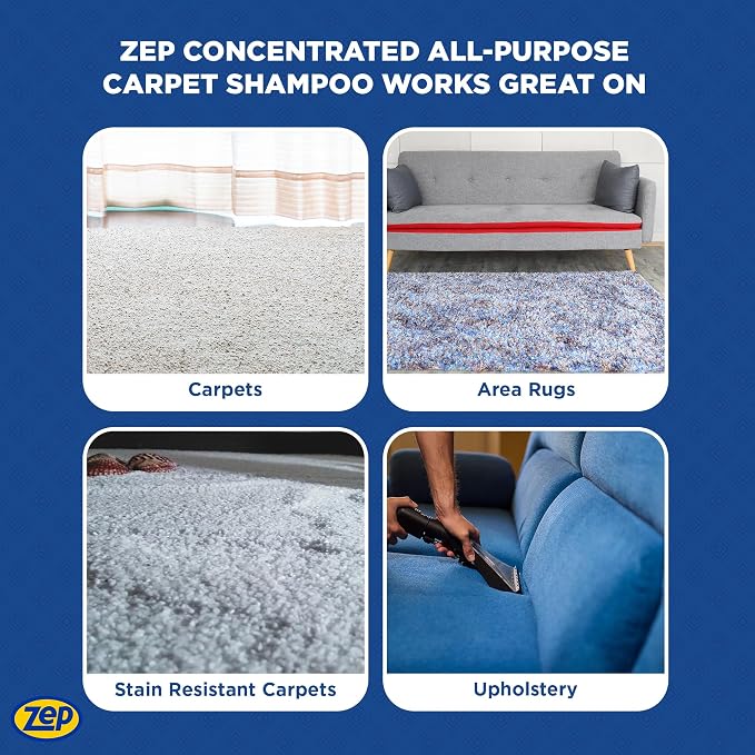 Zep All-Purpose Carpet Shampoo Concentrate Cleaner - 1 Gallon - ZUCEC128 - Professional Formula Removes Dirt and Stains (Pack of 2)