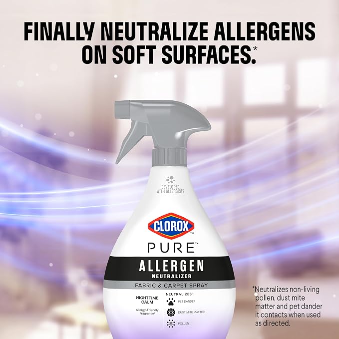Clorox PURE Allergen Neutralizer Fabric and Carpet Spray, Nighttime Calm, 26 Fluid Ounces (Pack of 2)