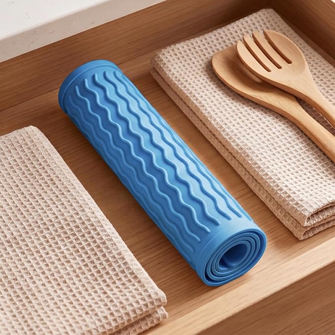MicoYang Silicone Dish Drying Mat for Multiple Usage,Easy clean,Eco-friendly,Heat-resistant Silicone Mat for Kitchen Counter or Sink,Refrigerator or Drawer liner Light Blue M 12 inches x 12 inches