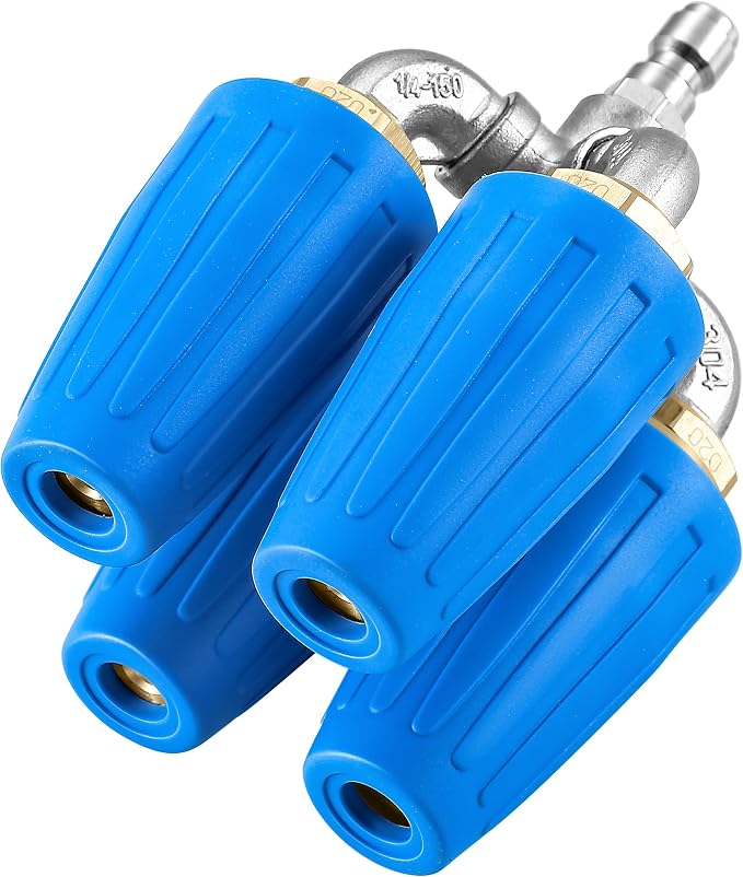 4-in-1 Turbo Nozzle Pressure Washer, 1/4" Quick Connect, 4-6 GPM | Quadruple Turbo Nozzle for Power Washer, 360° Rotating Turbo Nozzle Tip, 2.0 Orifice, 4000 PSI