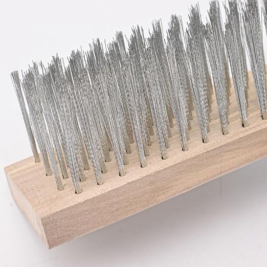 Stainless Steel Wire Deck Scrub Brush, 20cm Rough Sur face Scrub Brush Heavy Duty Floor Scrubber Broom for Driveways Steps Patios Decks Tiles