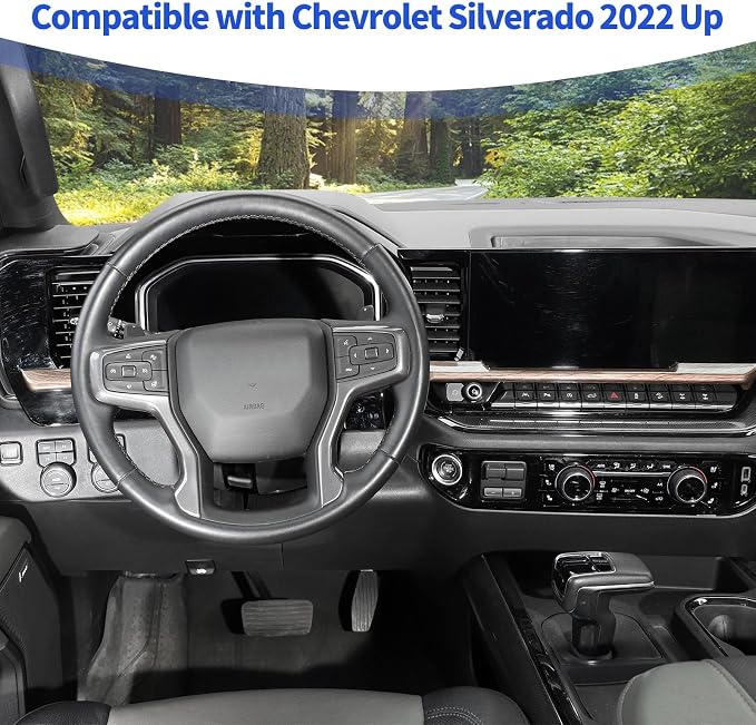 for Silverado Dashboard Panel Trim Compatible with Chevy Silverado 2022 2023 2024 Wood Grain Interior Accessories 2pcs