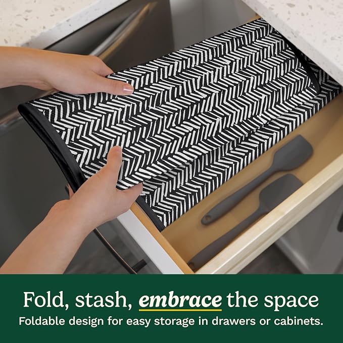 Cuisinart Dish Drying Mats for Kitchen Counter - (2) 16" x 18" Ultra Absorbent Kitchen Dish Drying Mat - Mesh Backing, Foldable, Machine Washable, Fast Drying Dish Mat (Dashed Lines)