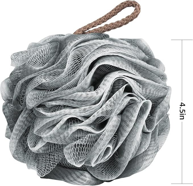 Fu Store Loofah Sponge Shower Loofahs 50g Bath Sponges Mesh Balls 4 Colors for Body Scrubber Exfoliator Wash Back Scrubbers Bathroom Men Women - 4 Pack Cleaning Bathing Accessories