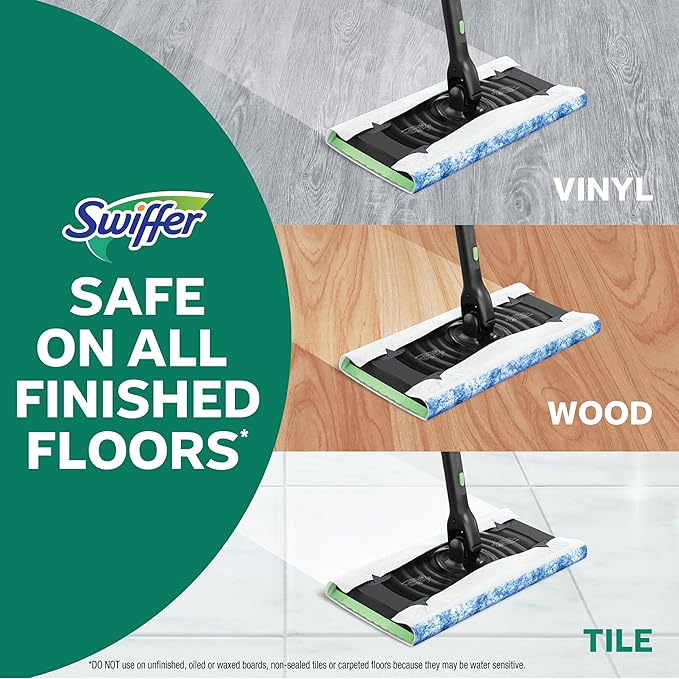 Swiffer Mop & Go Deluxe 2-in-1 Multi-Surface Kit for Floor Cleaning | Includes 1 Sweeper Device (Collapsible). 5 Heavy Duty Dry Sweeping Cloths. 6 Heavy Duty Wet Mopping Cloths. Easy to Store
