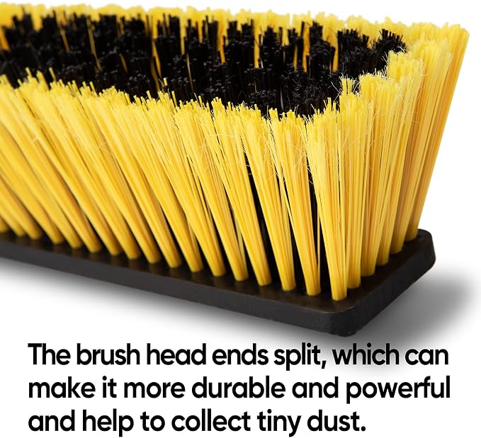 Yocada 18 Inch Push Broom Heavy-Duty Outdoor Commercial Broom Brush | Stiff Bristles for Cleaning Patio Garage Deck Concrete Wood Stone Tile Floor 65.3 inch Long