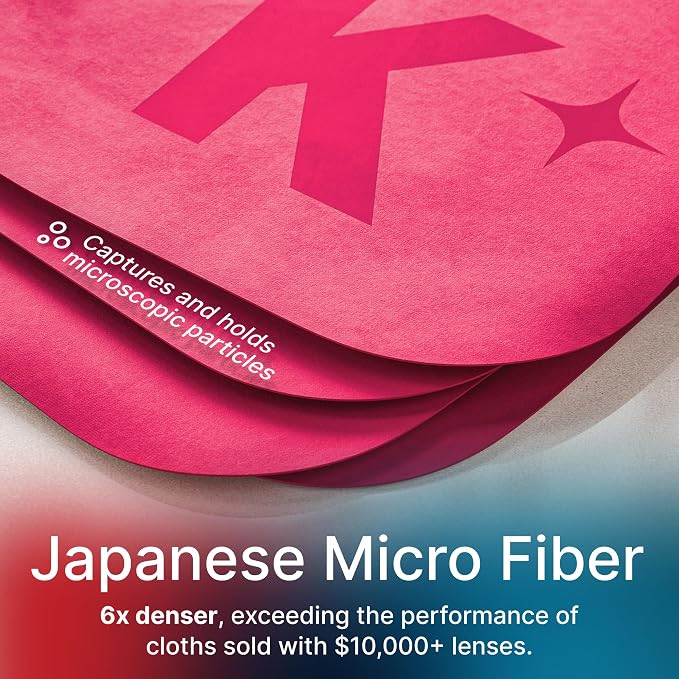 Koala Lens Cleaning Cloth | Japanese Microfiber | Pink Orange (Pack of 12) | Glasses Cleaning Cloths | Eyeglass Lens Cleaner | Eyeglasses, Camera, VR/AR Headset, and Screen Cleaner | Washable & Reusable