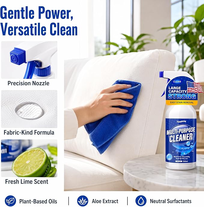 Bed Sheet & Mattress Stain Remover Spray – Removes Urine, Blood & Bodily Fluid Stains from Linens, Upholstery, Fabric & Carpet – Spot Cleaner with Brush for Light Stains, Pillow & Couch, 500ml