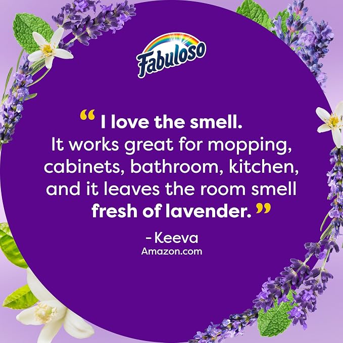 Fabuloso 2X All-Purpose Cleaner, Lavender Scent, 56 fl oz | No Rinse Floor Cleaner, Long-Lasting Freshness, Multi-Purpose Cleaner, Concentrated Formula, Everyday Cleaning, No Residue