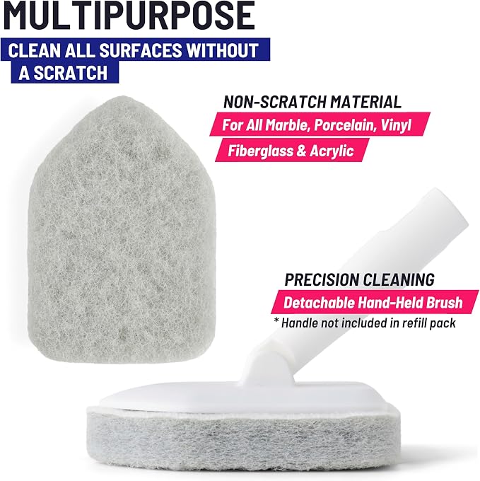 Scrubber Sponge Refill for 3 in 1 Moku Home Shower Scrubber, 2-Pack (Gray) | Non-Scratch Pads for Tub, Tile, Sink, Shower, Kitchen, Wall & Floor; for Moku Home Extendable Long-Handle Bathroom Brush