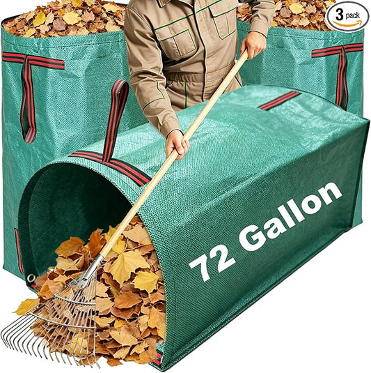 72 Gallon Leaf Collector, Garden Dustpan-Type Reusable Leaf Bag | 3 Pack Leaf Pick up Tool Collapsible Lawn and Leaf Bag, Yard Waste Container for Leaves, Grass Clippings, Lawn Debris