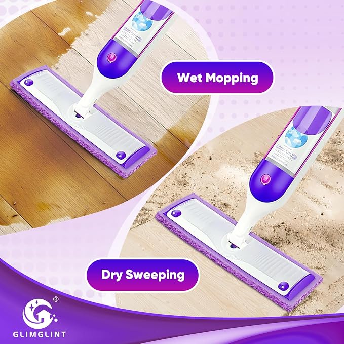 GLIMGLINT 8 Pack Reusable Microfiber Mop Pads Compatible with Swiffer PowerMop, 13 ''-15 '' Spray Mop- Washable Pads for Multi-Surface Floor Cleaning