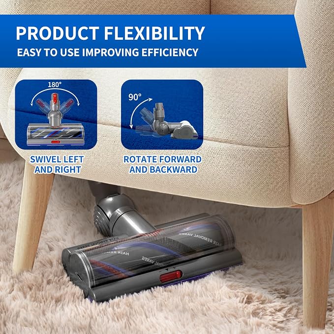 Upgraded High Torque Head Replacement Compatible with Dyson V10 V11 V15 Vacuum Cleaner, Replacement Vacuum Head with Anti-Tangle and Adjustable Suction Suitable for Hardwood Floor & Carpet and Rug