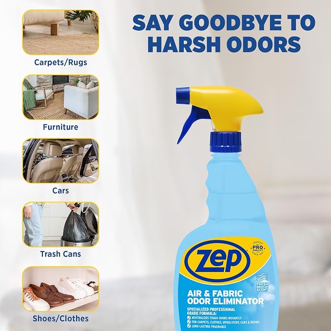 Zep Air and Fabric Odor Eliminator and Freshener - 32 oz (Pack of 12) ZUAIR32 - Neutralizes Tough Unwanted Odors on Contact. Refresh Your Home, Office and Business