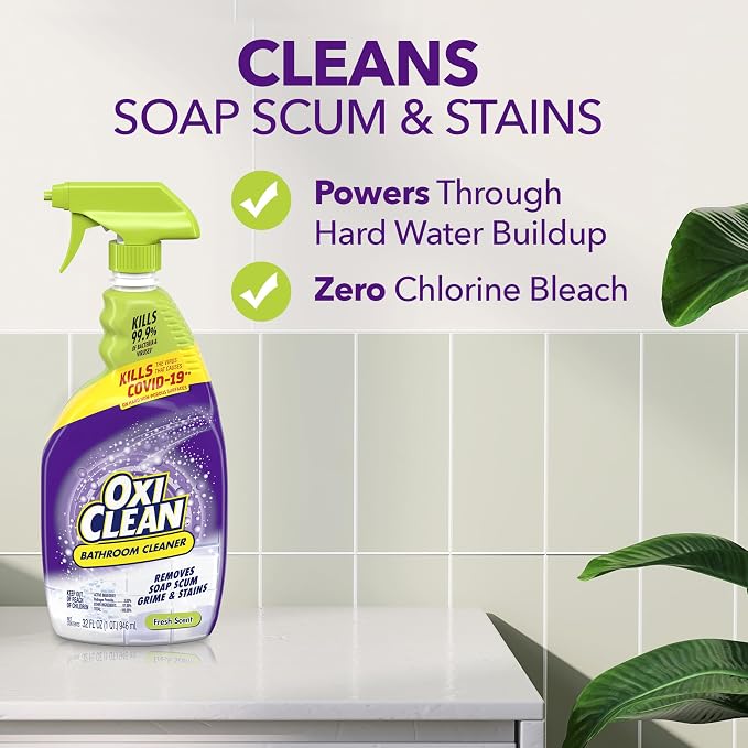 OxiClean Bathroom Cleaner, Shower, Tub & Tile, Powered by OxiClean Stainfighters, 32 oz