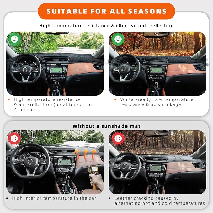 Dashboard Cover Dash Mat Fit for 2018-2012 Fo-rd Focus (Not Fit ST or RS Models),Car Dash Board Mat Anti-Glare Carpet,Non-Slip Pad Sunshield Protector (Flannel)