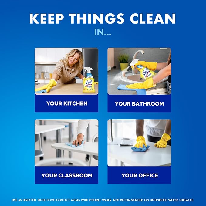 Lysol All Purpose Cleaner Spray, Multi-Purpose Disinfecting Spray, Kitchen & Bathroom Cleaner, Lemon Breeze (pack of 2) + Mango & Hibiscus (pack of 1)