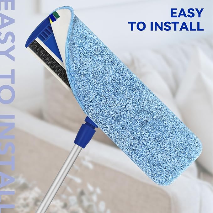 Replacement Microfiber Pad Fit for Rubbermaid Commercial 18 Inch Mop Head - 10 Pack Update Wrapping Wet & Dry Commercial Cleaning Reusable Refills Fit for Any Microfiber Flat Mop System 18"