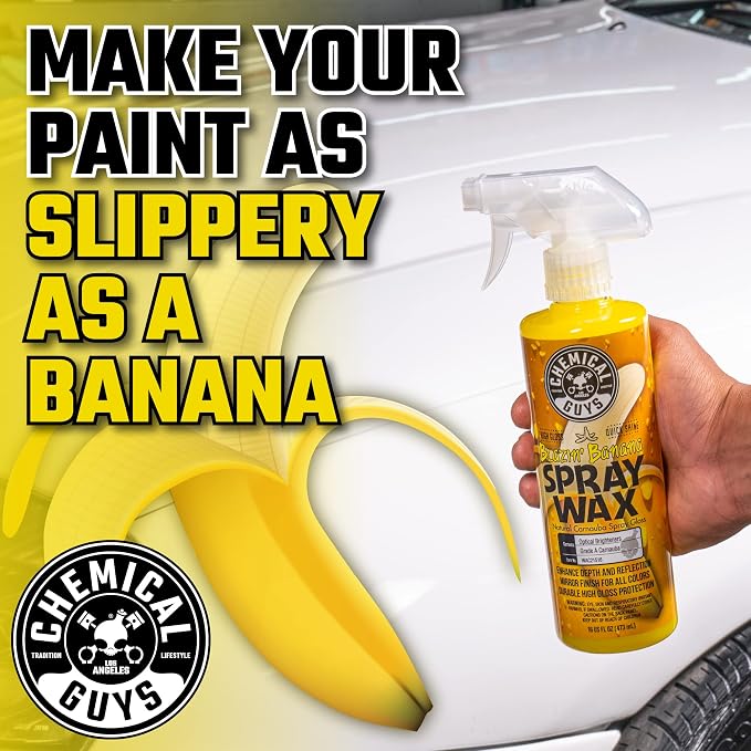 Chemical Guys, Blazin' Banana Carnauba Spray Wax, High Gloss Shine, 16 oz | Carnauba spray wax adds deep gloss and a slick layer on clean paint, glass and chrome, sweet banana scent