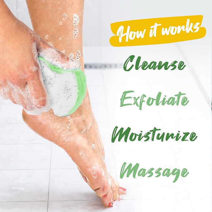 Spongeables Pedi Scrub Foot Exfoliating 5+ Wash Sponge, Citron Eucalyptus, 6 Count
