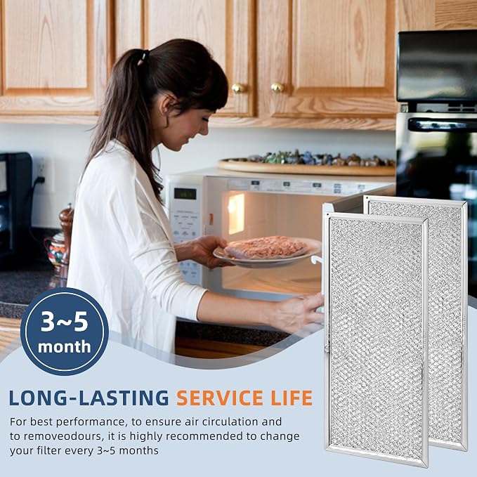 13" x 6" Microwave Filter Fits for Whirlpool Ge Microwaves W10208631A Microwave Grease Filter by Fetechmate - Pack of 2