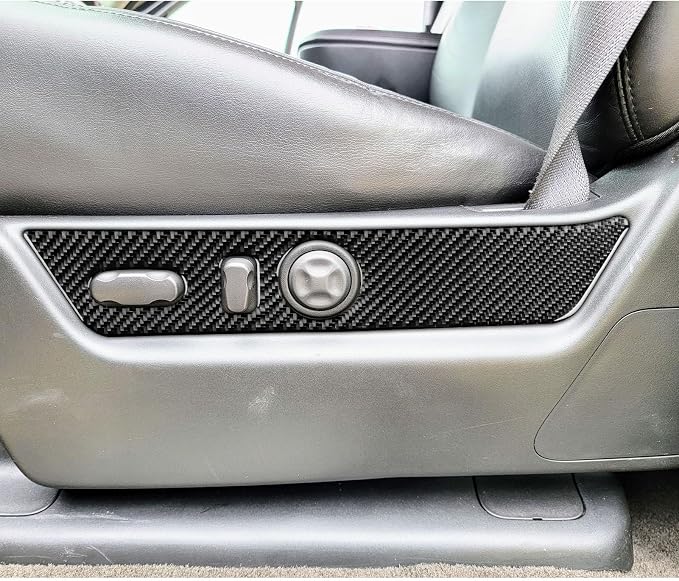 Fit for Cadillac Escalade ESV 2007-2014 / EXT Hybrid 2009-2013 | Real Carbon Fiber | Accessories | Trim Seat Adjustment Panel Cover | Stickers | Self-adhesive