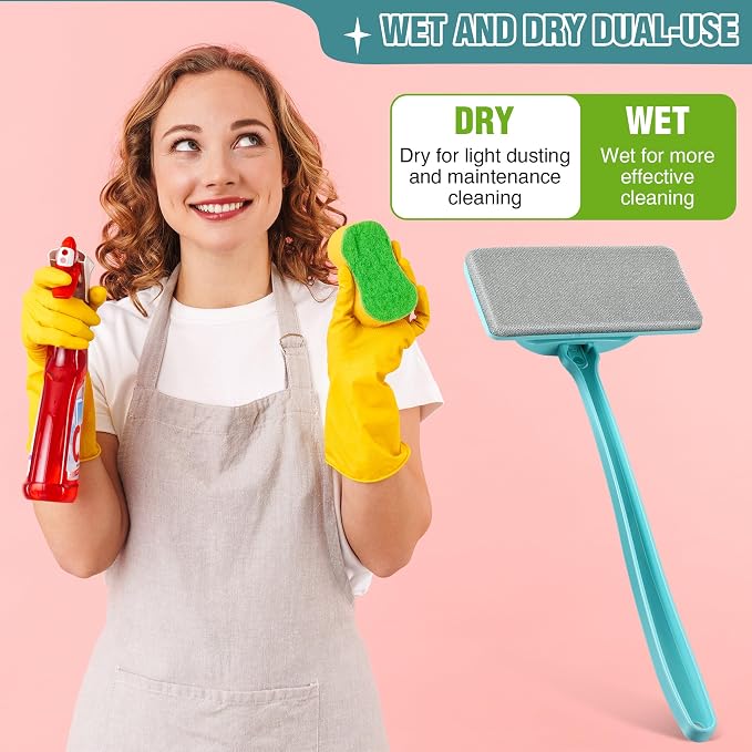 Enhon Window Screen Cleaner Brush, Mesh Window Cleaning Brush Kit (5 Pack) | With Replaceable Heads and Detachable Handle, Wet & Dry Dual Use for Screens, Doors, Patio