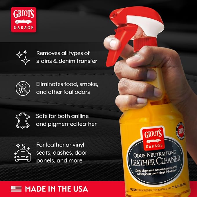 Griot's Garage Odor Neutralizing Leather Cleaner for Car Seats, Dashboard, Door Panels, Eliminates Unwanted Smells, 10971, 22oz