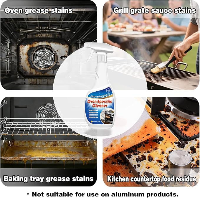 Snowlily Oven Rack & Grill Cleaner Spray, 16.9 Fl Oz, Multi-Purpose Heavy Duty Degreaser, Eliminates Thick Grease & Build-Up, Lemon Scent