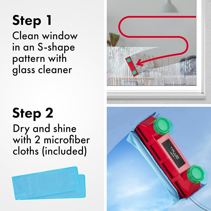 Tyroler The Glider D-4 Magnetic Window Cleaner Tool Fits Windows 0.08"-1.6" | | Double Sided Outside Window Cleaner Tool Fit Windows 0.08"-1.6" Thick | Magnet Window Cleaner Tool, Magnetic Glass Cleaners