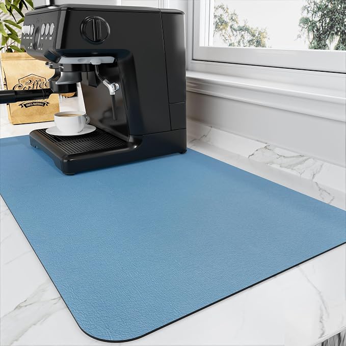 HotLive Coffee Mat - Absorbent Hide Stain Rubber Backed Dish Drying Mat for Kitchen Counter - Bar Mats for Countertops Accessories Fit Under Coffee Maker Espresso Machine