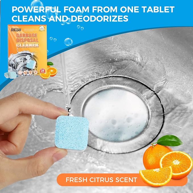 Garbage Disposal Tablets, Dissolve Grime & Remove Odors, 24pk | Citrus Scent Deep Clean Tablets, for Kitchen Sinks, Drains & Disposals, Remove Grime & Odors, 1-Year Supply