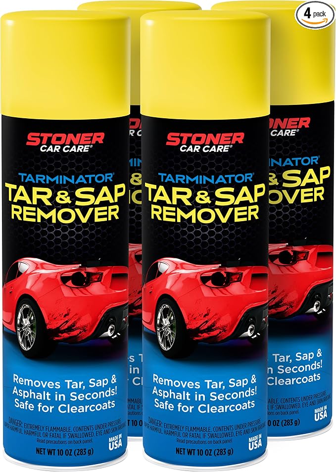 Stoner Car Care 91154-4PK Tarminator Tar, Sap, and Asphalt Remover – Fast Acting Tar and Sap Remover for Cars – Clear Coat Safe Auto Cleaner for Paint, Chrome and Wheels – 10 oz (Pack of 4)
