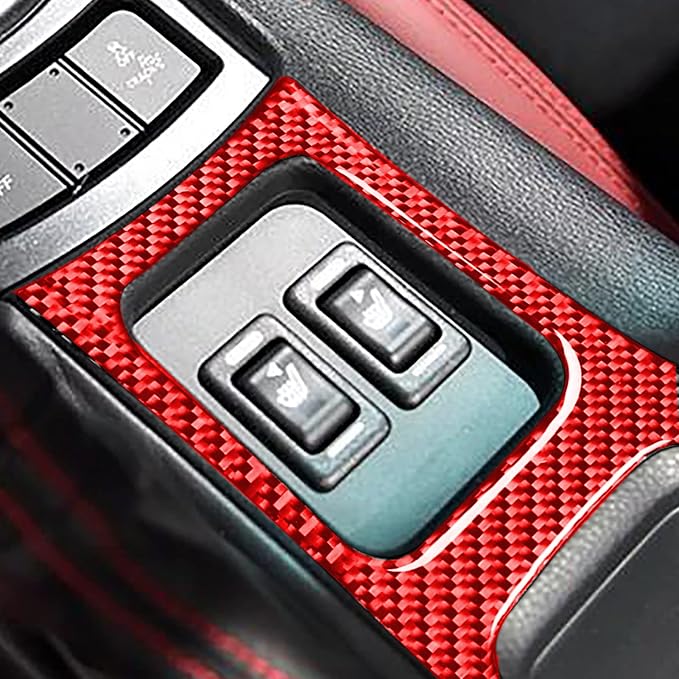 Red Real Carbon Fiber Accessories Car Interior Central Control Armrest Panel Decals Compatible with Subaru BRZ/Scion FR-S/Toyota 86 2016 2017 2018 2019 2020 Trim Stickers