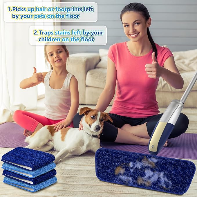 Spray Mops for Floor Cleaning: MEXERRIS Wet Jet Mops for Hardwood Wood Tile Laminate Vinyl - Floor Flat Mop with 4 Washable Pads for Swiffer Powermop & 2 Refillable Bottles Home Commercial Mop