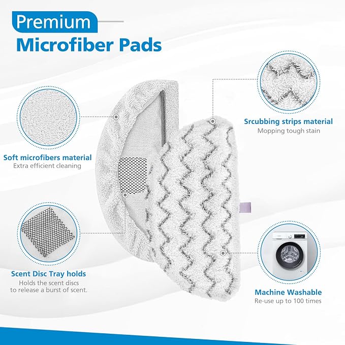 6 Pack 1940 Steam Mop Pads for Bissell PowerFresh Steam Mop 1940 | Fit 1806 1544 1440 2075A 2685A 1940W 19404 Series, Model 19402 19408 1940a 1940f 1940q 1940t B0006 B0017, Part #5938#203-2633