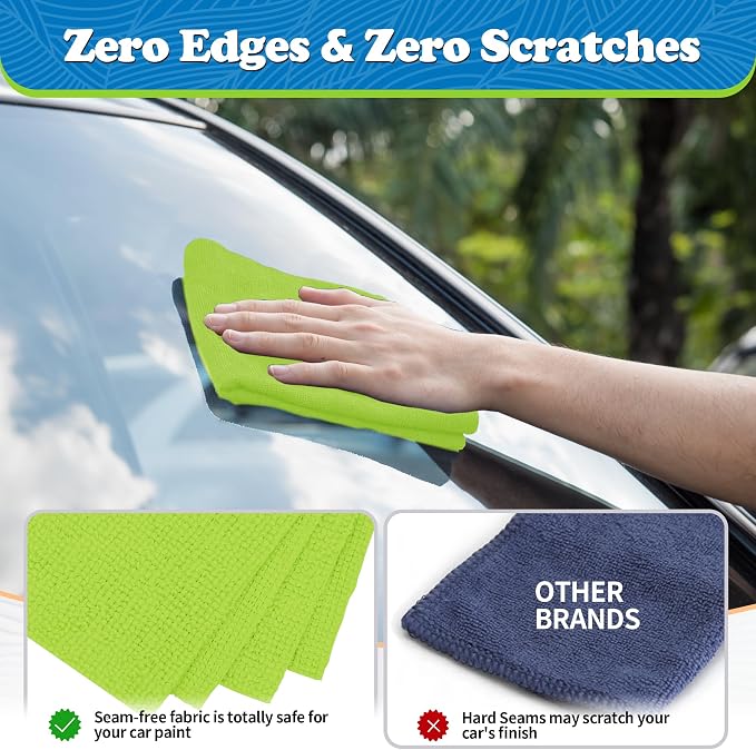 FIXSMITH Microfiber Cleaning Cloth, Shop Towels Bulk, 24 Pack Green Microfiber Towels for Cars, All-Purpose Absorbent Cleaning Rags, Dust Cloth for Automotive, Mechanic, Garage, Bar, 12 x 11 inch