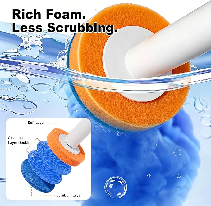 Disposable Toilet Brush with 35 Refill Pads, Auto-Open, Water-Activated Cleaning Heads, Wall-Mounted Toilet Kit for Bathroom & Tub